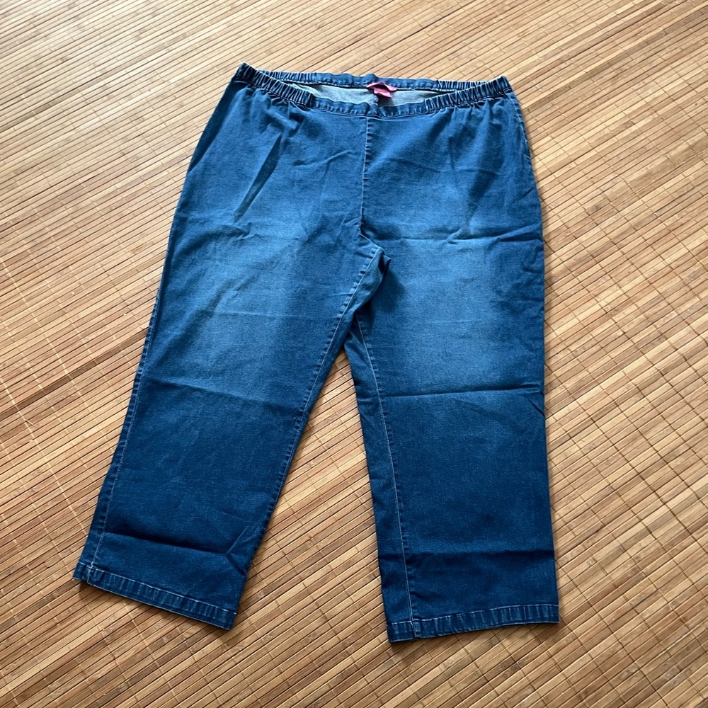 Women Within 30W Pull On Jeggings Blue Elastic Waistband EUC